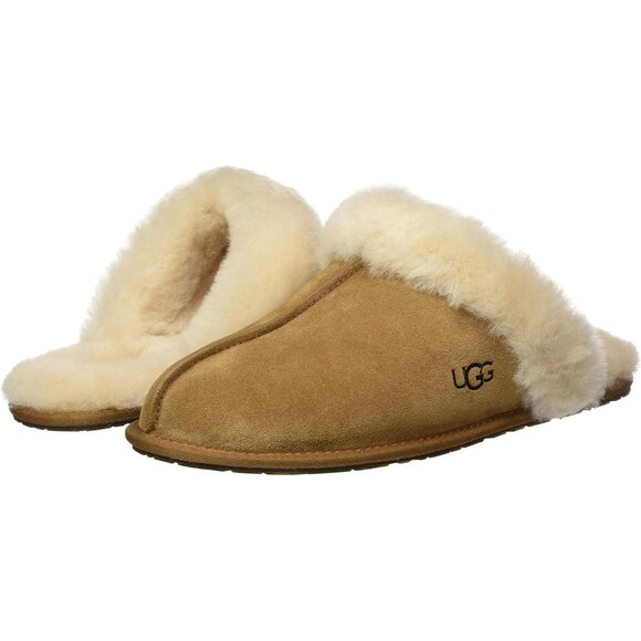 🆕Women's Chestnut Imported Sheepskin Dyed Sheep Fur Suede upper Slipper - Picture 12 of 12